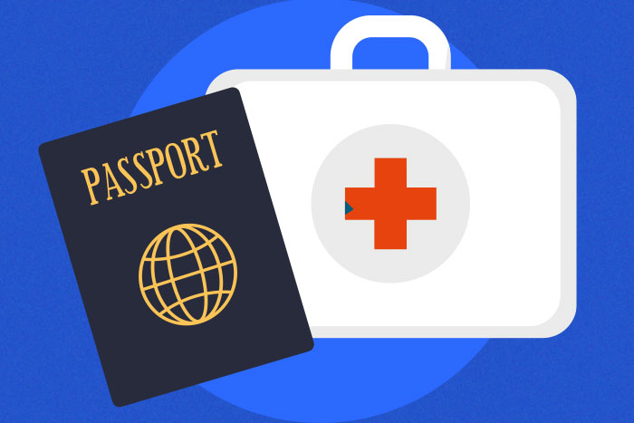 passport and first aid kit